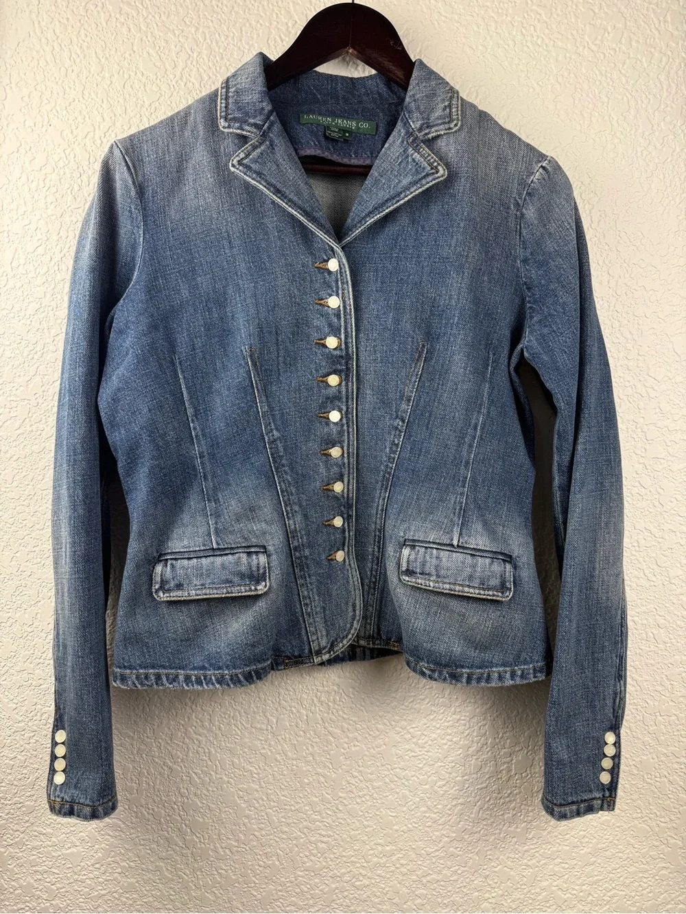 Lauren Jeans Co. Ralph Lauren | Pearl Button Denim Blazer Jacket | Size M